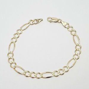 Elegant 14K Karat Yellow Gold Designer Diamond Cut Link Bracelet Made in Italy